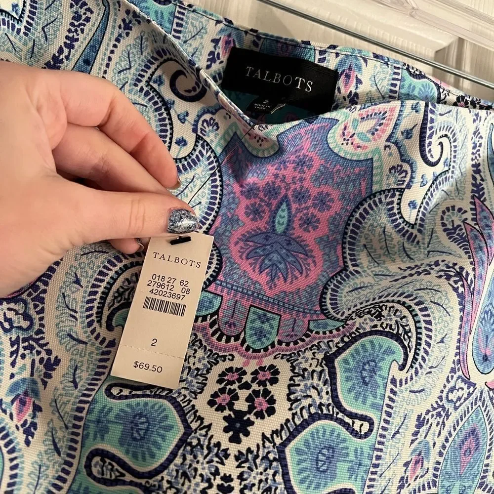 NWT Talbots Mykonos Paisley Printed Skirt